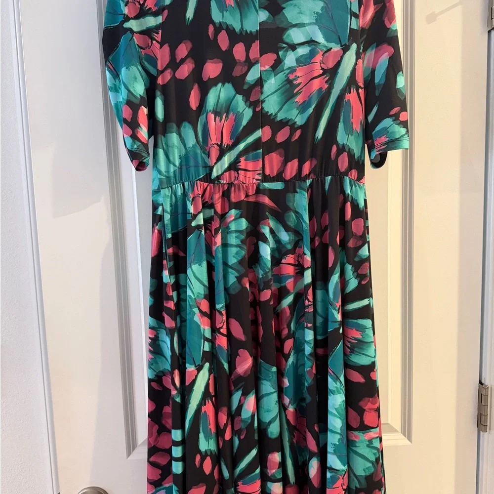 Torrid Black and Teal Floral Midi Dress - Picture 7 of 8